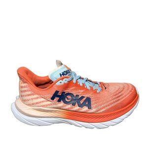 Hoka Mach 6 Vibrant Orange and White Sneakers size 8.5 B